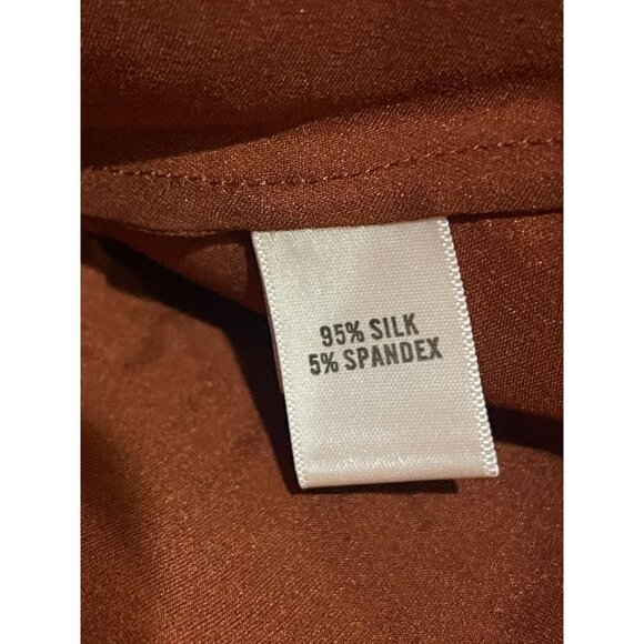 St. John Knit Skirt Suit Set Metallic Black Copper 3 Pc Blazer Skirt Silk Top 14 - Picture 16 of 16